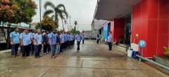 Apel pagi PDAM Kota Solok, sebagai Pembina Apel Kabag Hubungan Langganan (Bp. Minang Burdiansyah, SH), berpesan kepada seluruh karyawan/ti untuk terus menjalankan protokol kesehatan, menjaga kesehatan